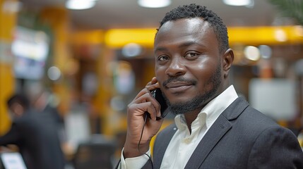Poster - businessman talking on phone in office