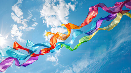 Wall Mural - colorful ribbons dancing on the sky