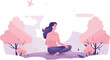 © Hoody Baba - Pregnant woman meditating in the park. Vector illustration.