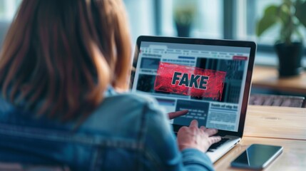 A laptop with fake news