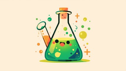 Wall Mural - the design features a cute character in the form of a lab beaker with a one star customer rating per