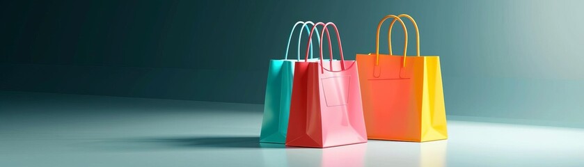 37 3D model of a colorful shopping bag icon, detailed and shiny illustration