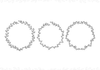 Poster - circle plant vines laurel wreath frame ornament decoration with aesthetic outline style for wedding invitation or rustic design