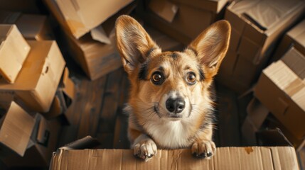 Sticker - The corgi with moving boxes