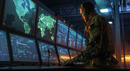 Wall Mural - The military command center