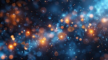 Poster - science background with molecules and atoms