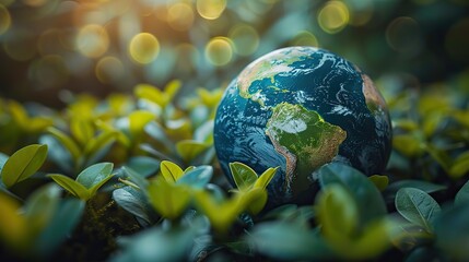 Poster - reduce co emission concept sustainable development and green based on renewable ecology earth day