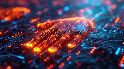 Fototapete - fingerprint and code