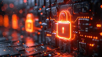 Fototapete - cyber security digital padlock icon cyber security technology network data protection technology vir