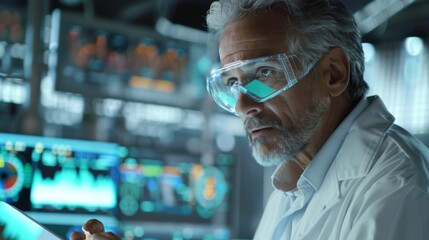 Wall Mural - The scientist in futuristic lab