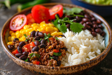 Poster - Mexican bowl with beef and guacamole