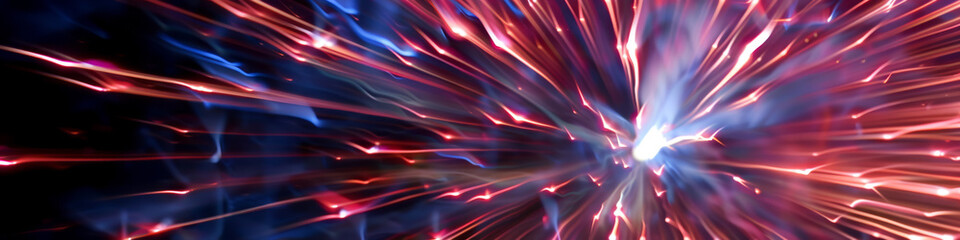 Wall Mural - a bright red, blue and white explosion with a lot of white and red streaks