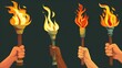 © Irina B - Illustration of hands holding flaming torches representing unity and diversity for the France 2024 Olympics