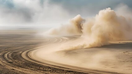 Wall Mural - the swirl of sand and dirt that marks the path of a dust devil as it travels.