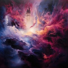 Space abstract background with colorful smoky clouds