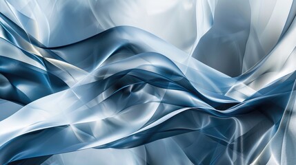Poster - A dynamic abstract wallpaper with flowing geometric shapes in shades of blue and silver, creating a sense of movement and depth.