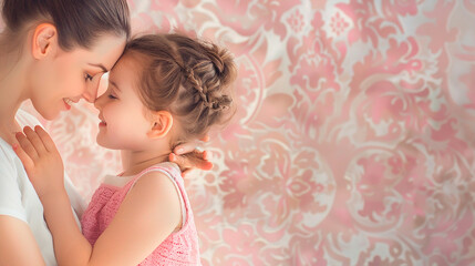 Wall Mural - A mother and daughter are hugging each other