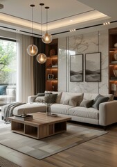 Wall Mural - Luxurious and Inviting Modern Living Room with Natural Light