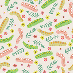 Wall Mural - caterpillar seamless pattern in vector ,background,fabric,wrapping,wallpaper,etc
