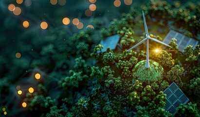 Wall Mural - miniature models of earth and eco-friendly photography of a green scenery, energy, electricity, crea