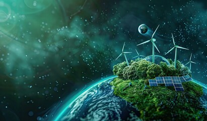 Wall Mural - miniature models of earth and eco-friendly photography of a green scenery, energy, electricity, crea