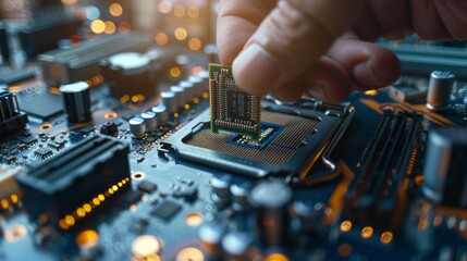 Wall Mural - A person is holding a computer chip in their hand