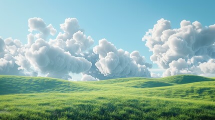 Wall Mural - Rolling Green Hills Under a Clear Blue Sky