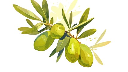 Sticker - Illustration of a vibrant green jojoba plant icon designed for web use set against a clean white background