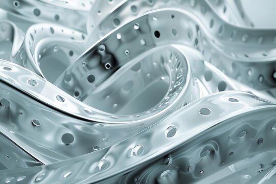 3D rendering of a complex organic structure with a metallic sheen