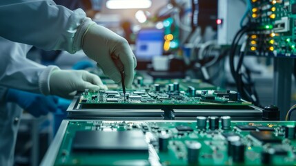 Poster - A person is working on a computer chip