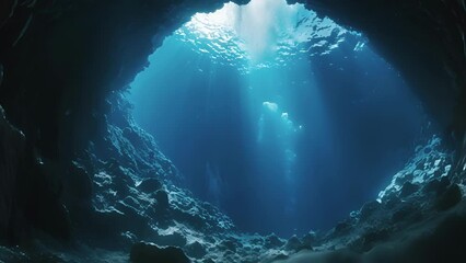 Wall Mural - a divers dream a blue hole provides access to the dark and secret depths of the ocean.