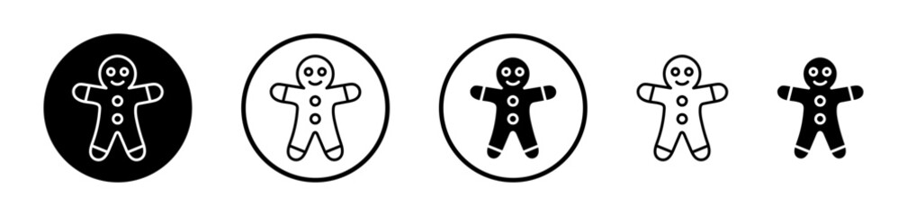 Wall Mural - Gingerbread man icon collection. Christmas cookie man shape vector icon.