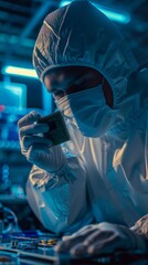 Poster - A man in a white lab coat is wearing a mask