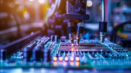 Poster - A computer chip is being manufactured with a laser