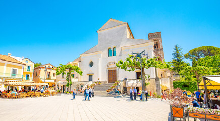 Wall Mural - Ravello old town and Duomo central square with cathedral, Italy