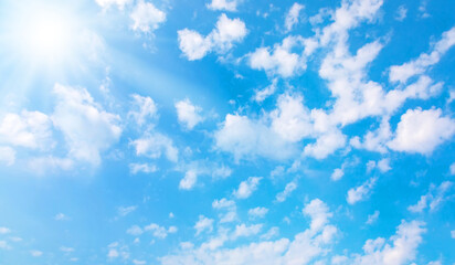 blue sky and shining sun, beautiful natural background
