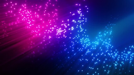 3d animated background of spiral glowing colorful particles with light beams on dark backdrop