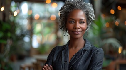 Wall Mural - african american mature female ceo with arms crossed