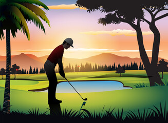 Poster - Evening golf course