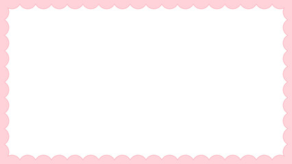 Wall Mural - Pink scallop frame for web, presentation, empty border for 16:9 project for writing space, cut out.