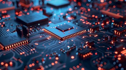 Poster - A computer chip with a red glow