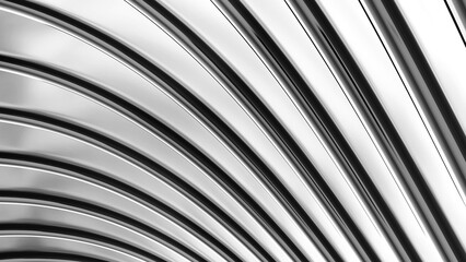 Poster - Abstract background, 3d white gray wavy stripes pattern, interesting striped 3D wallpaper.