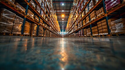 Wall Mural - A warehouse filled with goods, symbolizing inventory management.