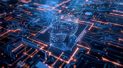 Poster - A computer chip with a brain on it