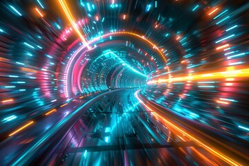 Canvas Print - Vibrant Digital Tunnel Effect in Photography