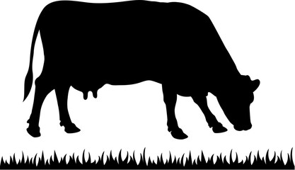 vector cow and grass silhouette