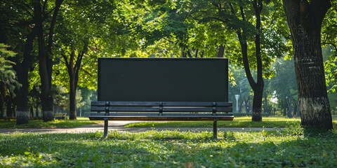 stol on the grass and space for wright with green background