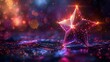© Dzikir - Abstract asterisk in low poly wireframe in blue purple modern colors