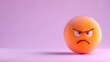 © Nasreen - rolling eyes emoji on a pastel purple background with ample space for text The emoji is orange with a disinterested expression