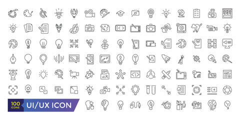 ui ux icon set. user interface icon set collection. Editable stroke.